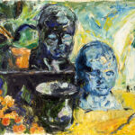 Natura morta con vaso e teste in ceramica